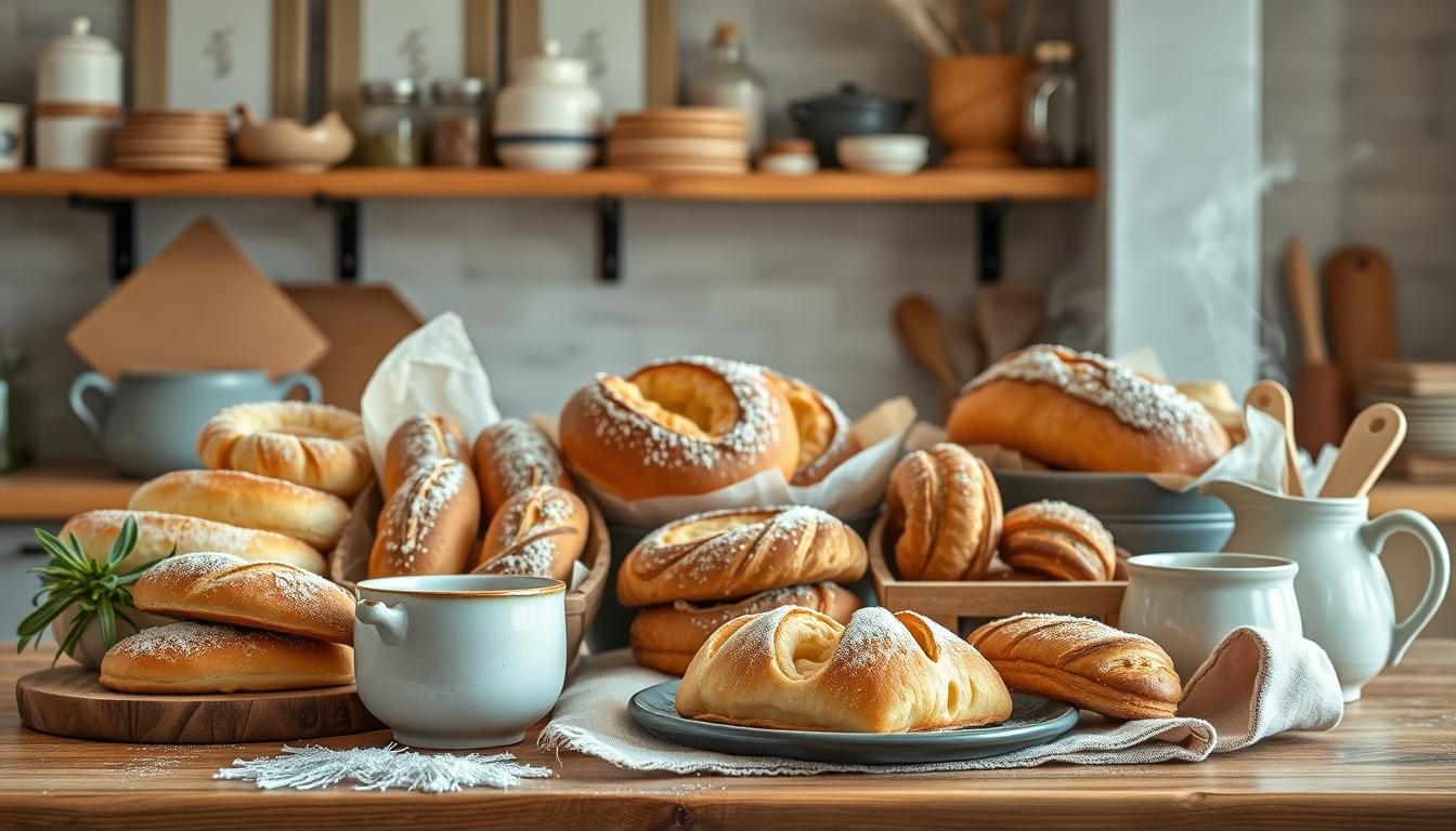 Measured baking ingredients prepared on a counter