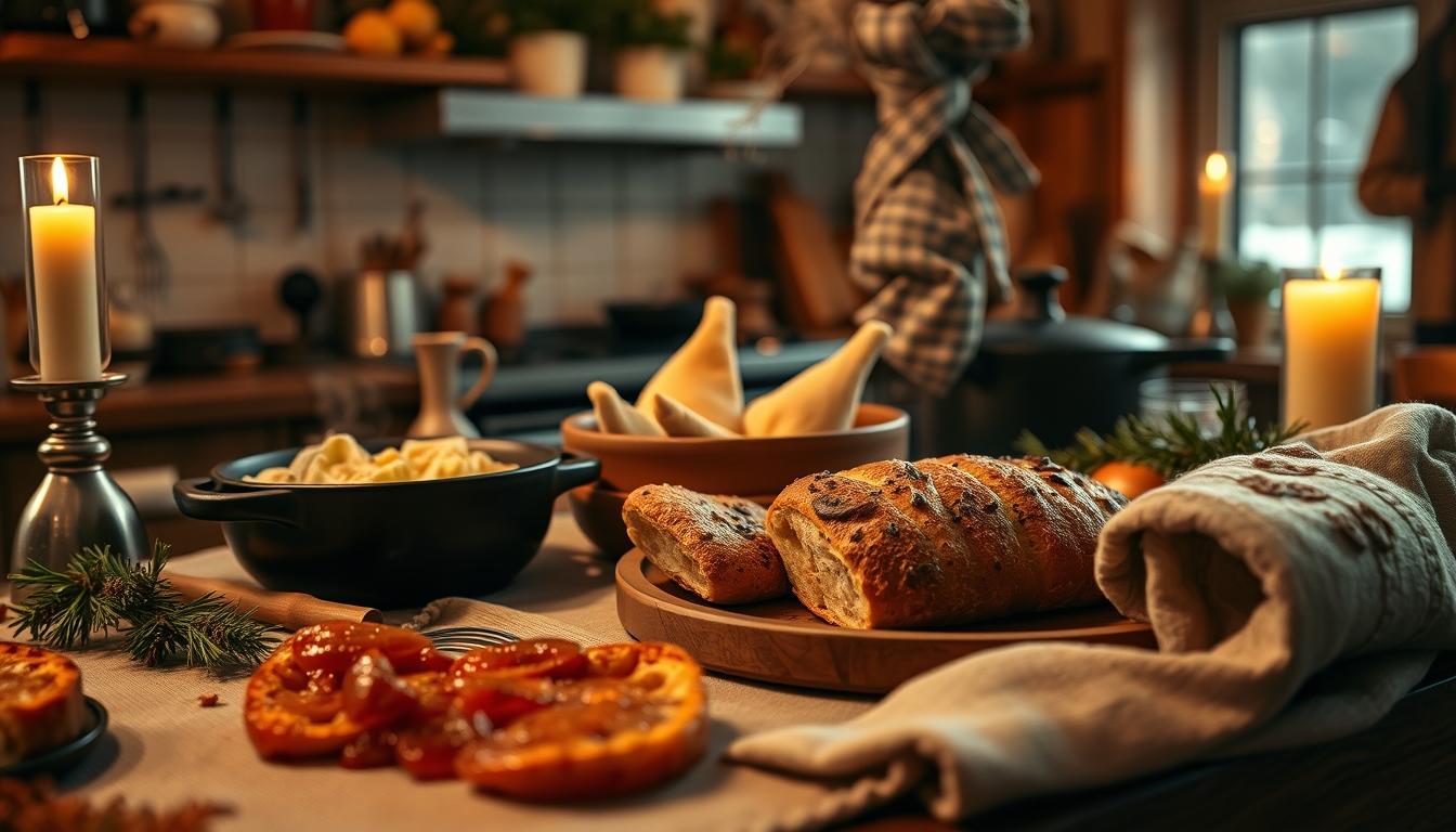 Freshly baked homemade cake in a kitchen setting